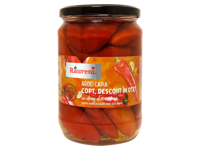 Ardei Capia Copți, Decojiți în Oțet / Roasted & Peeled Capia Peppers in Vinegar – Râureni