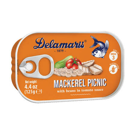 Macrou Picnic Delamaris – în sos de roșii cu fasole / Delamaris Mackerel Picnic – with beans in tomato sauce