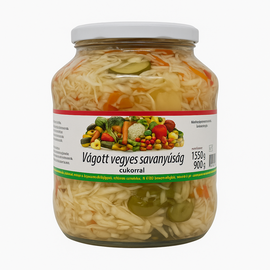 Legume Asortate Mărunțite Murate – 4.25L / Szebeldedi Chopped Mixed Pickled Vegetables – 1.7L