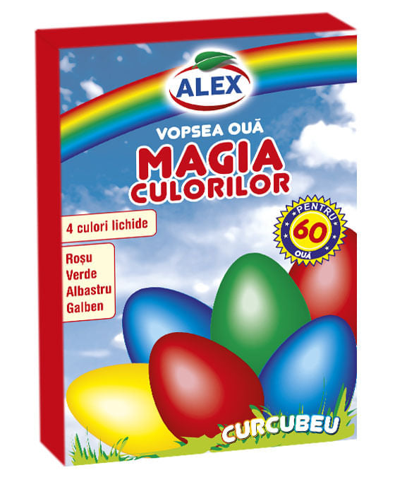 Vopsea Ouă  Magia Culorilor 4 Culori Lichide (Pentru 60 Ouă) / Magia Culorilor Egg Dye Kit – 4 Liquid Colors (Up to 60 Eggs)